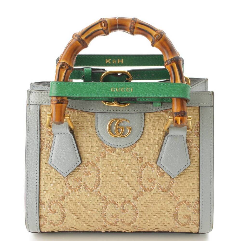 GucciGucci Limited Edition Diana Raffia Handbag Blue Beige